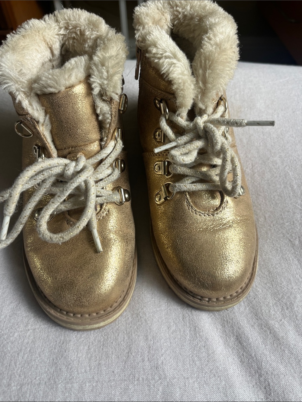 Cat & Jack Gold Faux-Fur Lined Kids Winter Boots